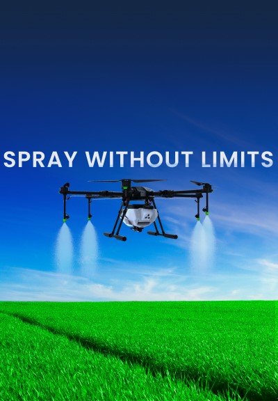 image of kisaan drone spraying chemicals.